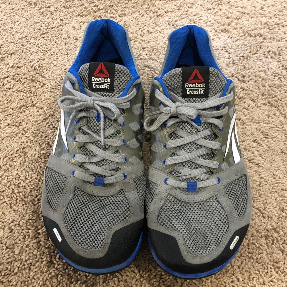 EUC: Reebok Nano 2: Gray and Blue Athletic Shoes. Size 14.